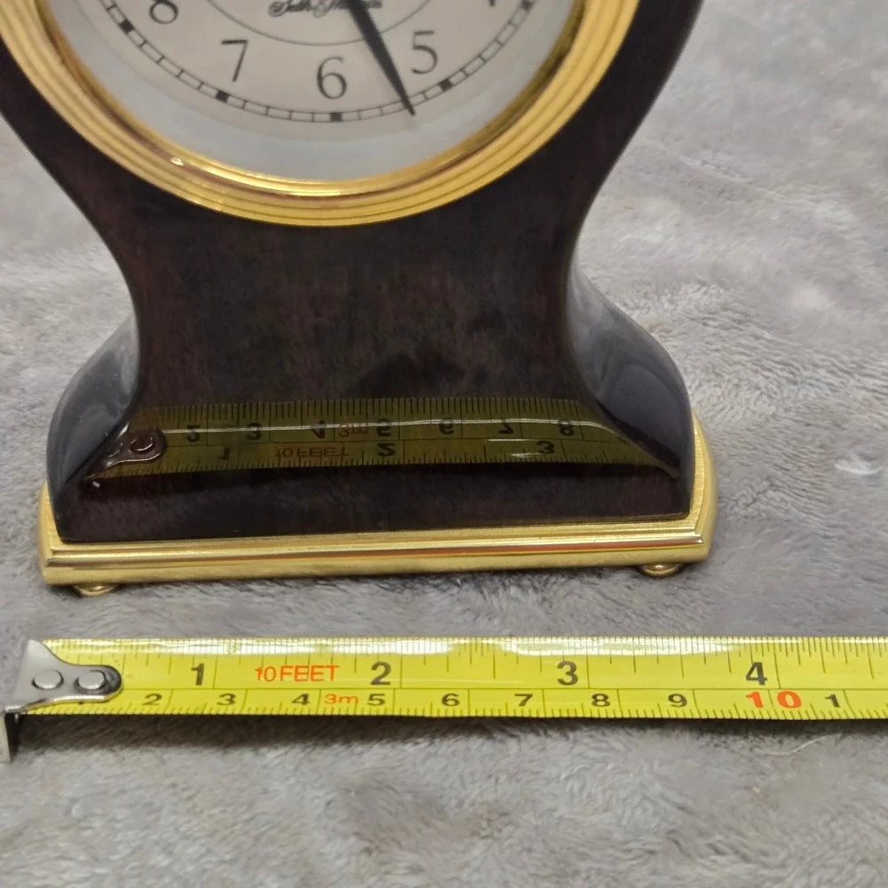 Seth Thomas Dark Wood Gold Accent Desk Clock Mantel Style Analog Timepiece Works